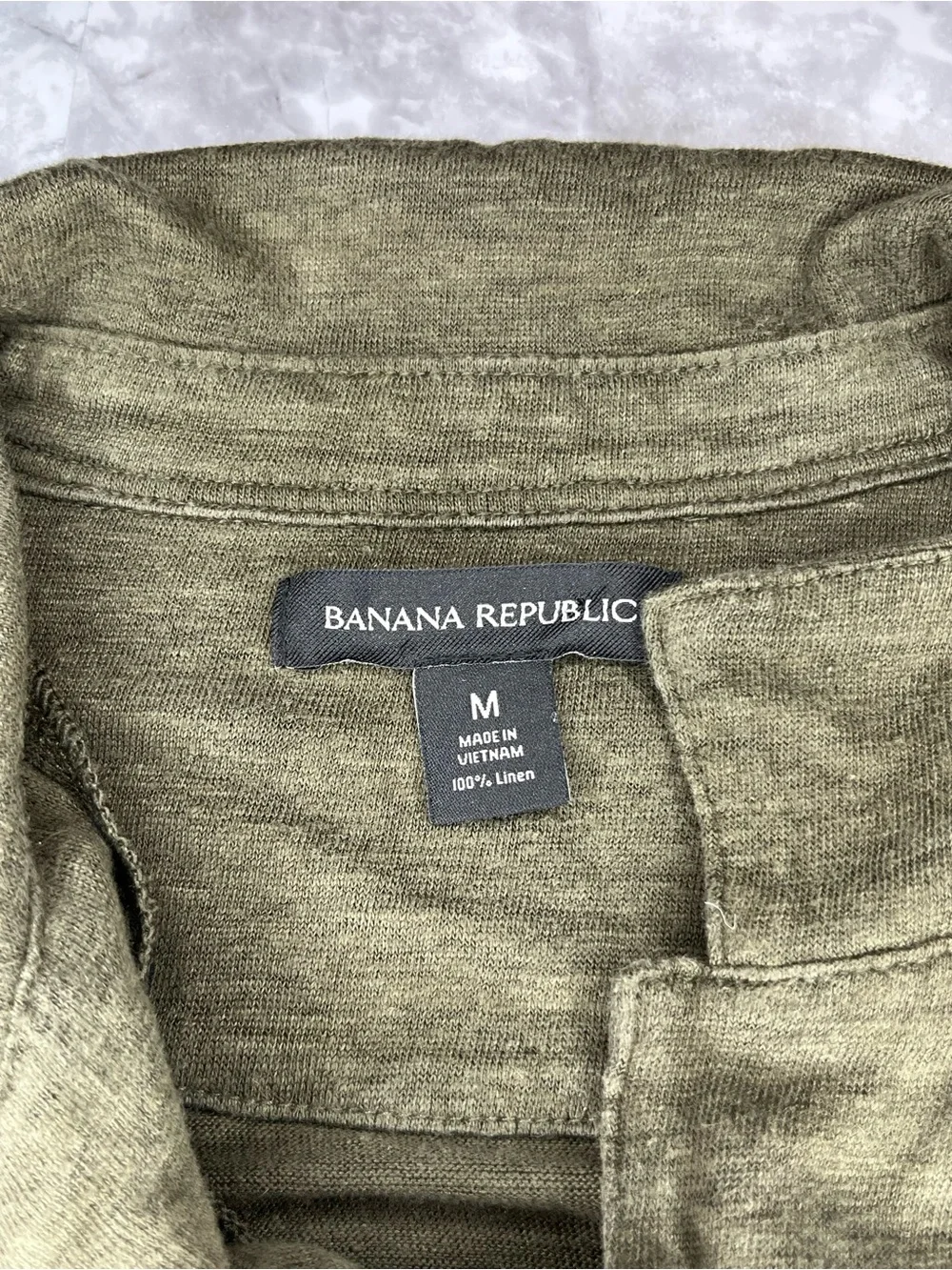 Banana Republic Men's Olive linen Green & Light Blue Casual Button-Down Shirts